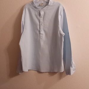 NEW HARDADDY Bamboo Round Neck Long Sleeve & Rolled Up Chambray Sz L Blue B4 X P